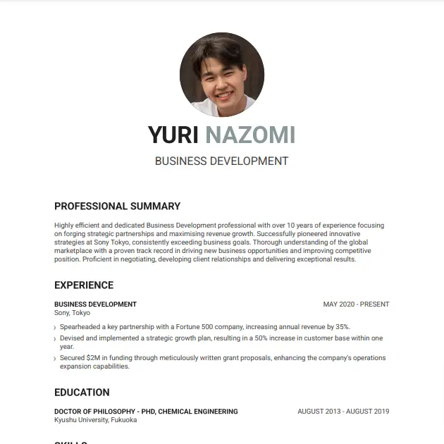Yuri Nazomi - Business Development